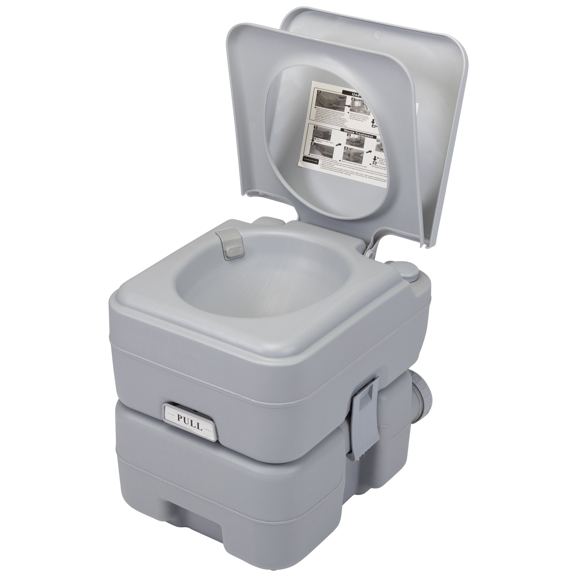Portable Push-rod Toilet, 20L/5.3 Gallons Detachable Tank for Camping, Boating, Hiking and Traveling, Cold Gray Doba